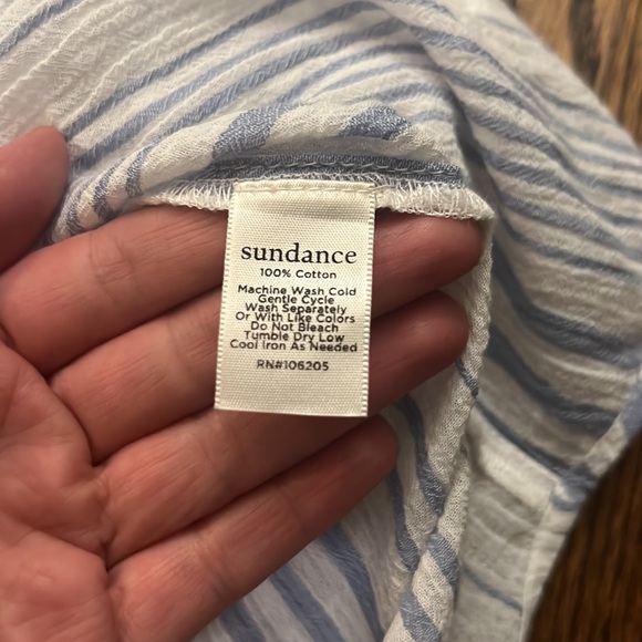Sundance Blue White Striped Button Up cotton shirt size M - Picture 9 of 9